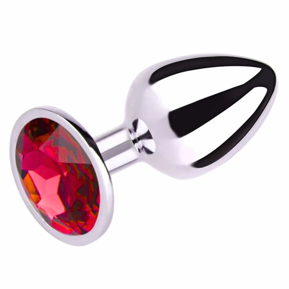 Plug Anal De Metal Pequeno Com Pedra Vermelha Vibe Toys