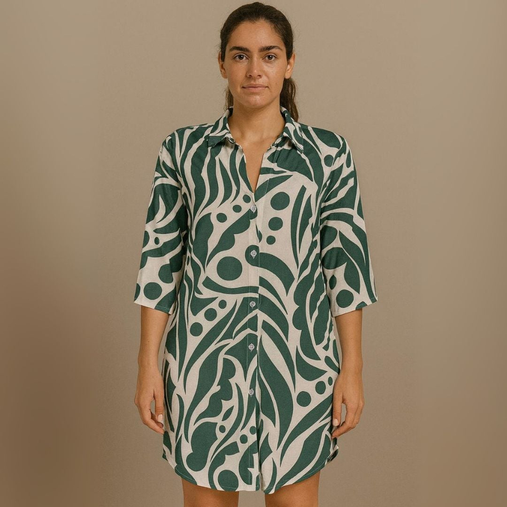 Saída De Praia Camisão Chemize Estampa Natureza Linha Premium Hangar 