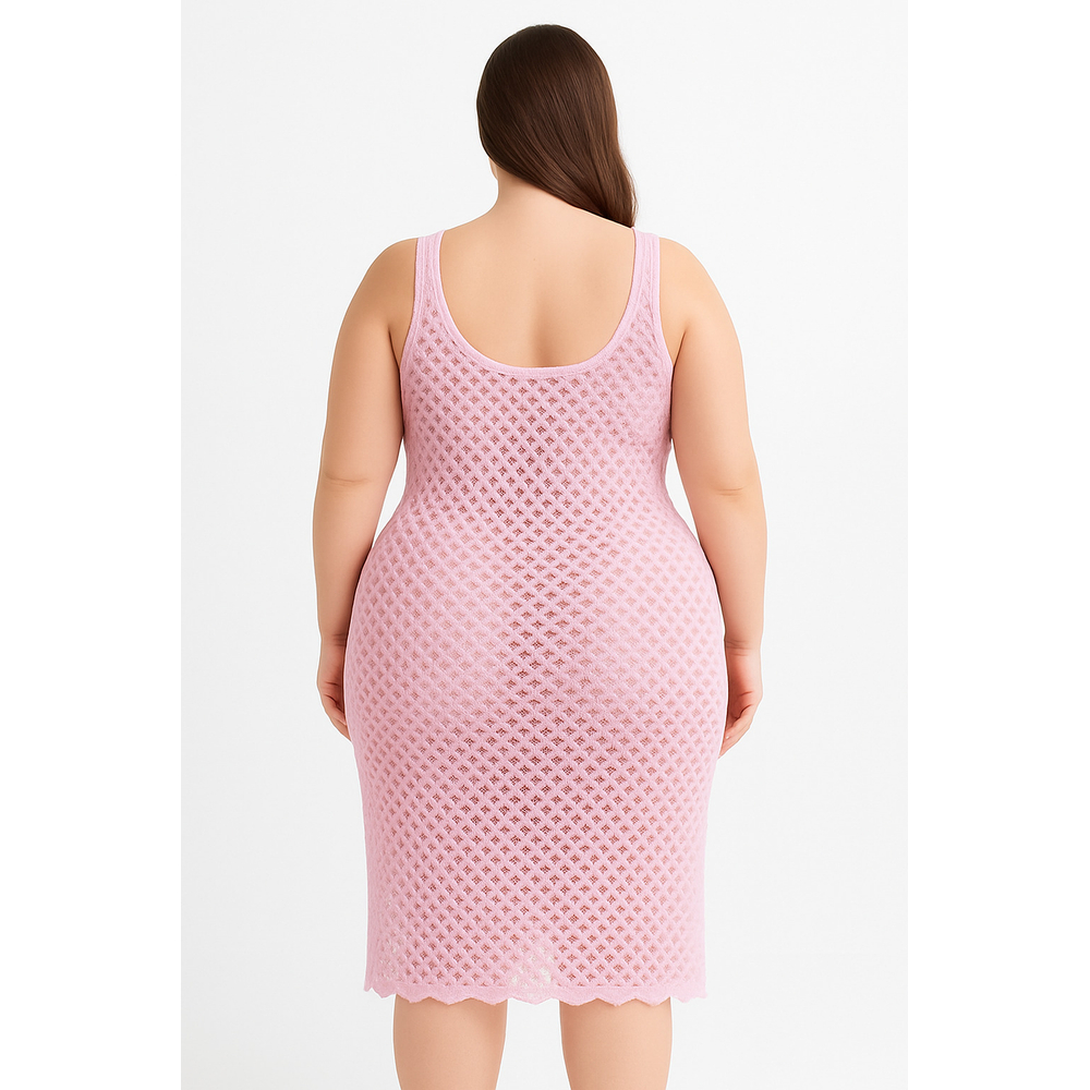 Saída De Praia Vestido Plus Size Em Tricot Coleção Reveillon