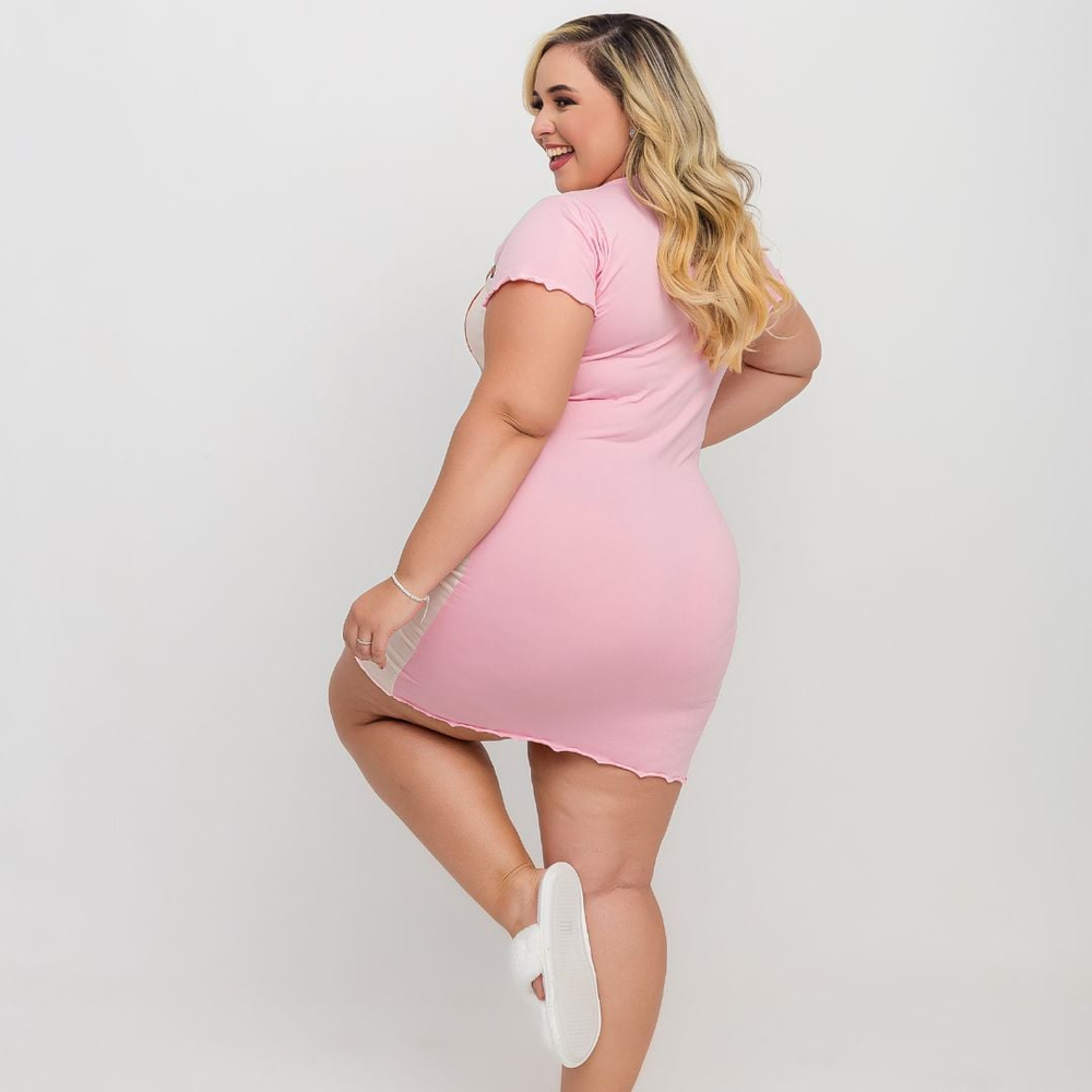 Camisola Encanto Plus Size Ursinho Amável Moda íntima