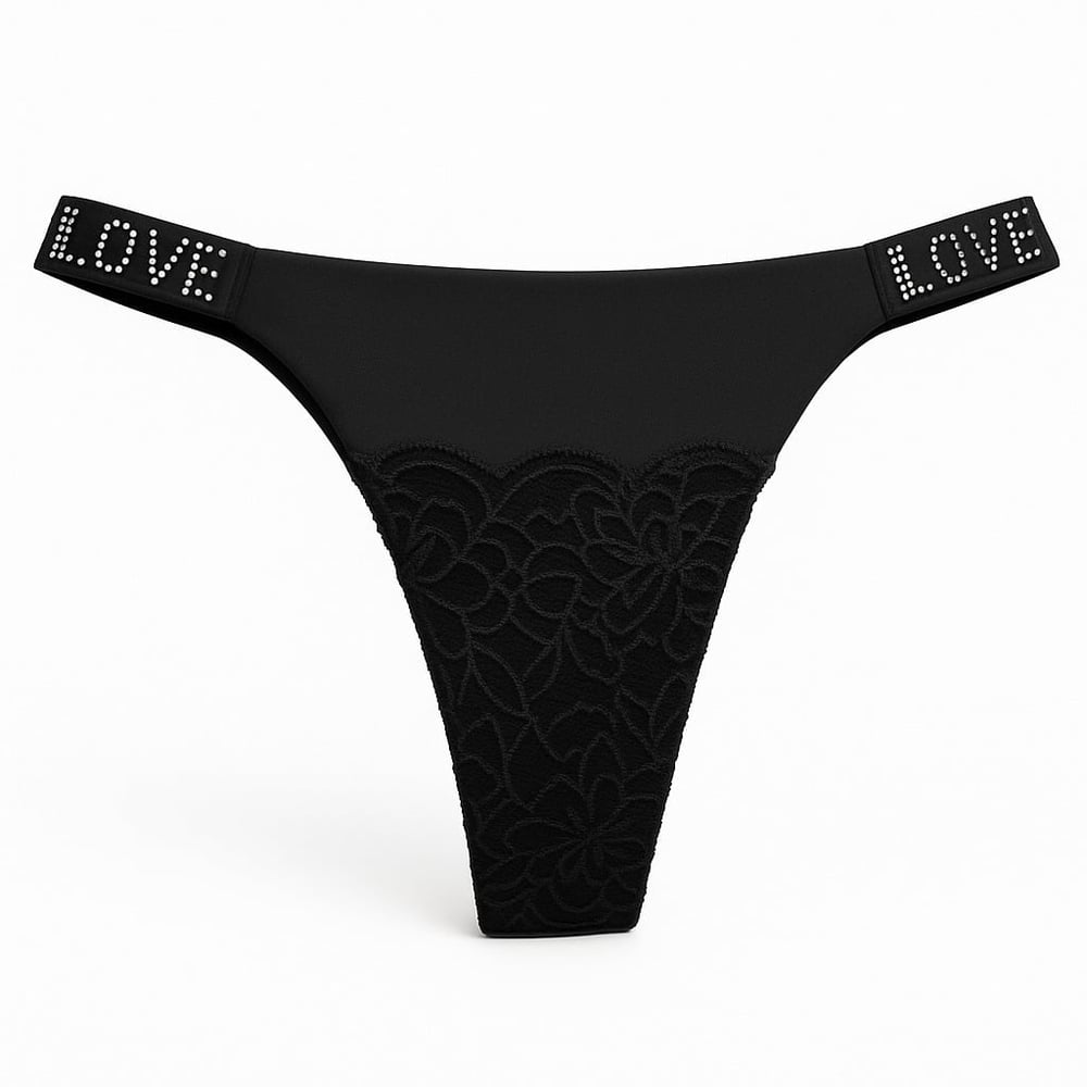 Calcinha Fio Dental Love Corte A Laser Com Detalhe Em Renda
