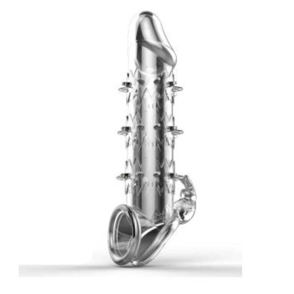 Capa Peniana Em Silicone Com Cerdas Massageadoras E Estimulador Clitoriano Wolf Warrior