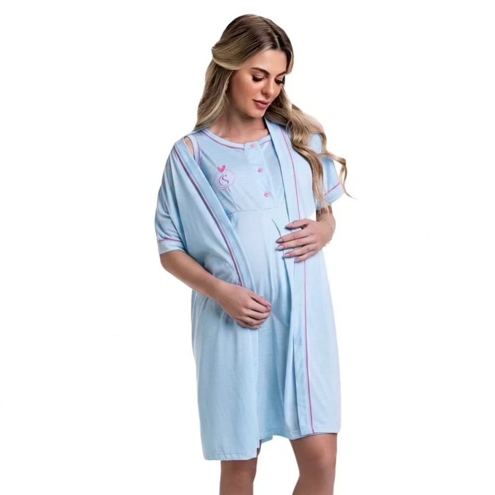 Camisola Jogo De Robe Para Gestante Corpo Sensual