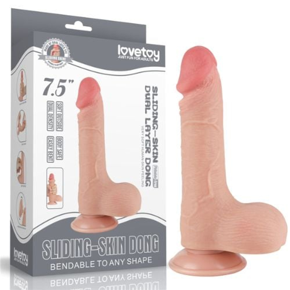 Pênis Realístico Com Pele Deslizante Escroto E Ventosa 19,5 X 3,7cm Vibe Toys