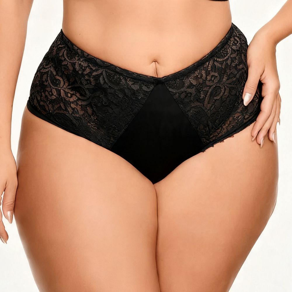 Calcinha Plus Size Cintura Alta Dupla Nayane