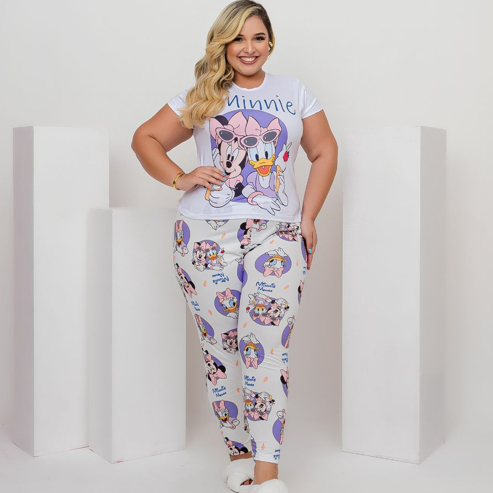 Pijama Sonho Plus Size Com Calça E Camiseta Minnie E Daisy Amável