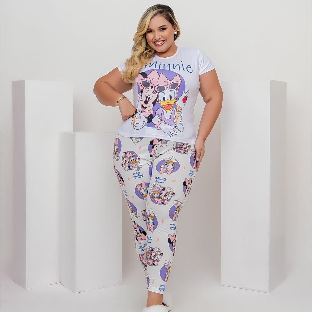 Pijama Sonho Plus Size Com Calça E Camiseta Minnie E Daisy Amável