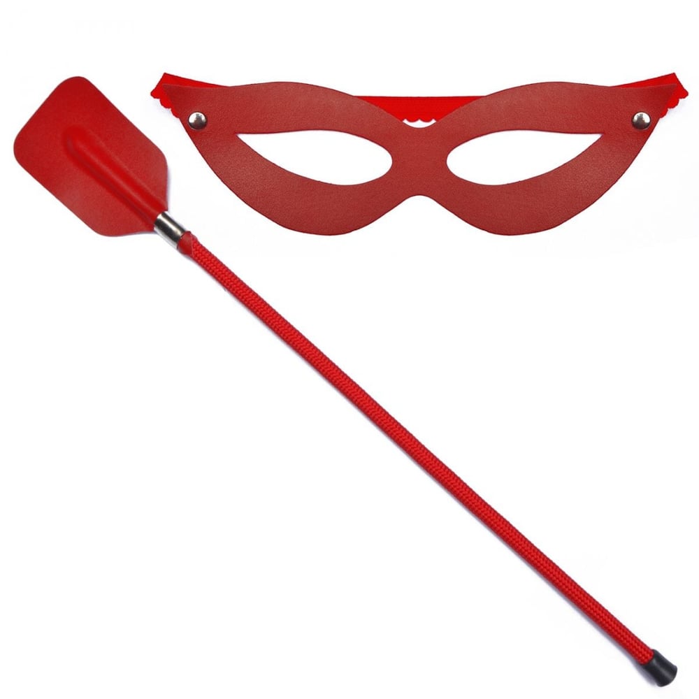 Kit Tiazinha Com Máscara E Chibata Retangular 45cm Dominatrix
