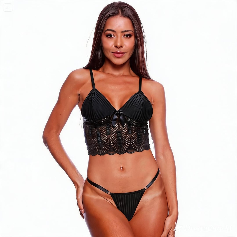 Pijama Feminino Com Detalhes Em Renda Patitex