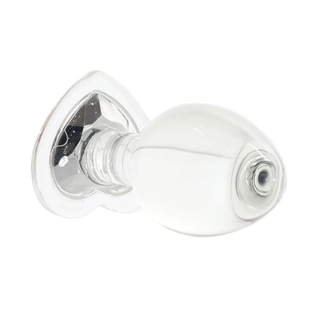 Plug Anal De Vidro Grande Com Pedra Brilhante Formato Coração