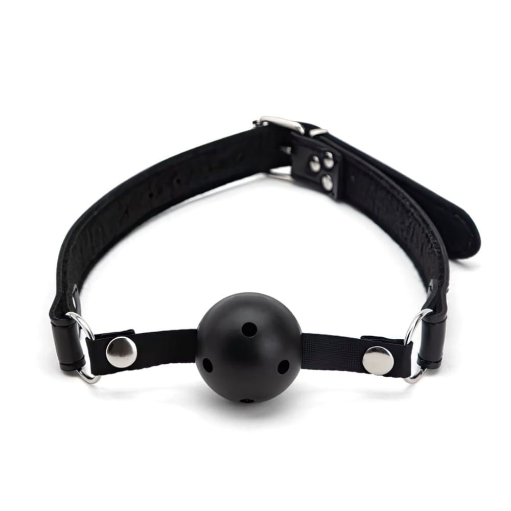 Mordaça Bola Reforçada Com Regulagem Em Couro Vibe Toys