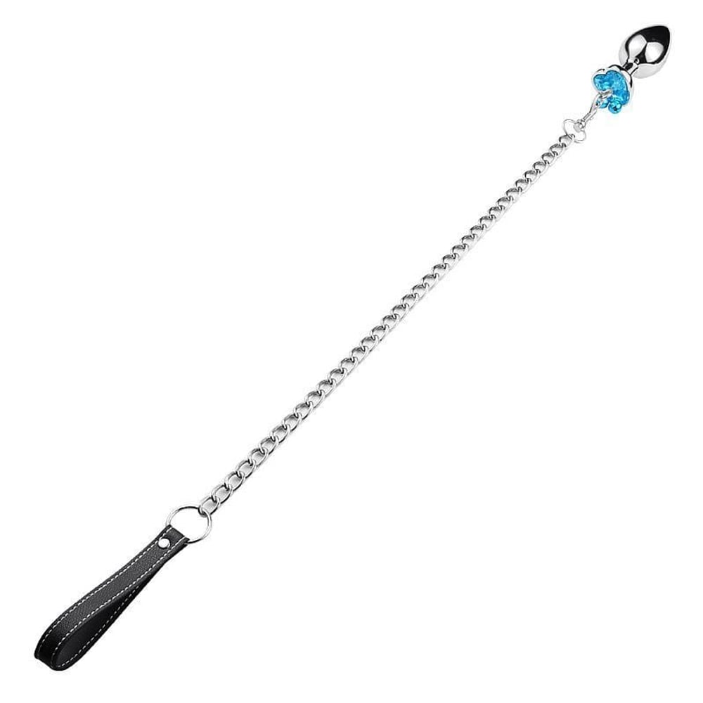 Plug Anal Coração Metal Pingente Com Corrente Tamanho G