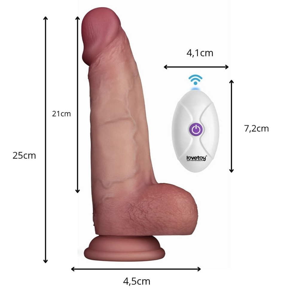 Pênis Realístico 10 Dupla Densidade Com Controle Remoto Love Toy