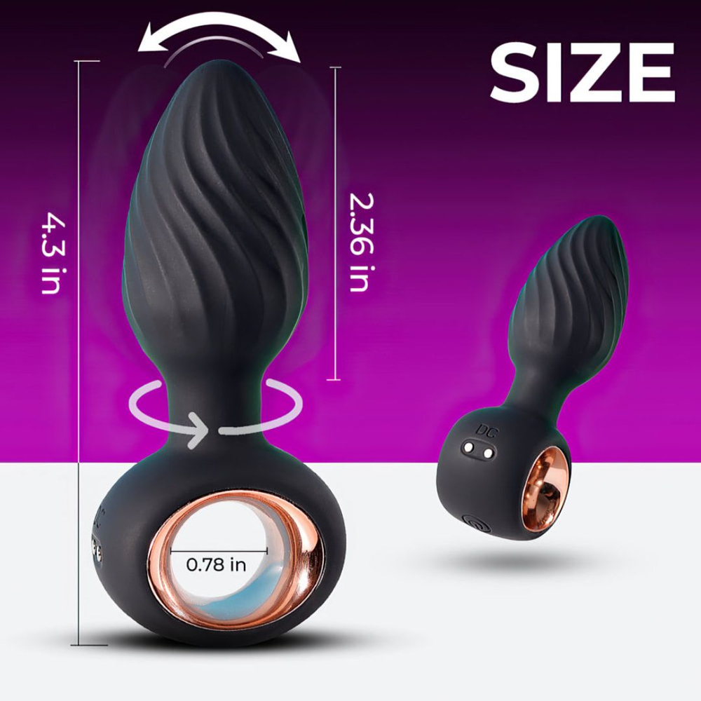 Plug Anal Em Silicone 9 Modos De Vibração E Rotação Com Controle Remoto Sem Fio