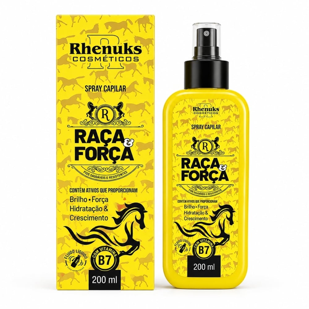Spray Capilar Raça E Força Com Vitamina B7 200ml Rhenuks Cosméticos