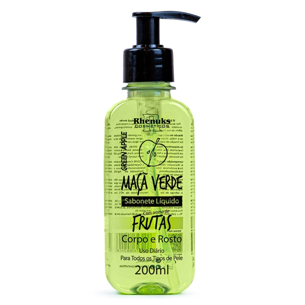 Sabonete Líquido Corpo E Rosto Green Apple 200ml Rhenuks