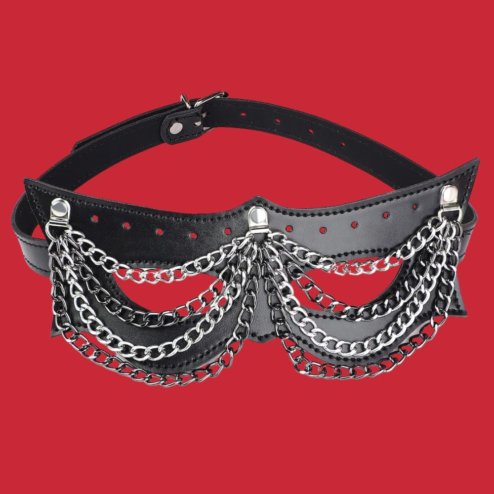 Máscara De Couro Punk Com Correntes Cromadas Vibe Toys