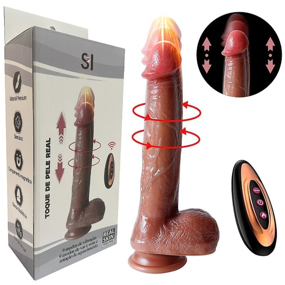 Prótese Realística Dildo 9 Vibrações E 9 Modos De Vai E Vem 23 X 4,2cm Vibe Toys