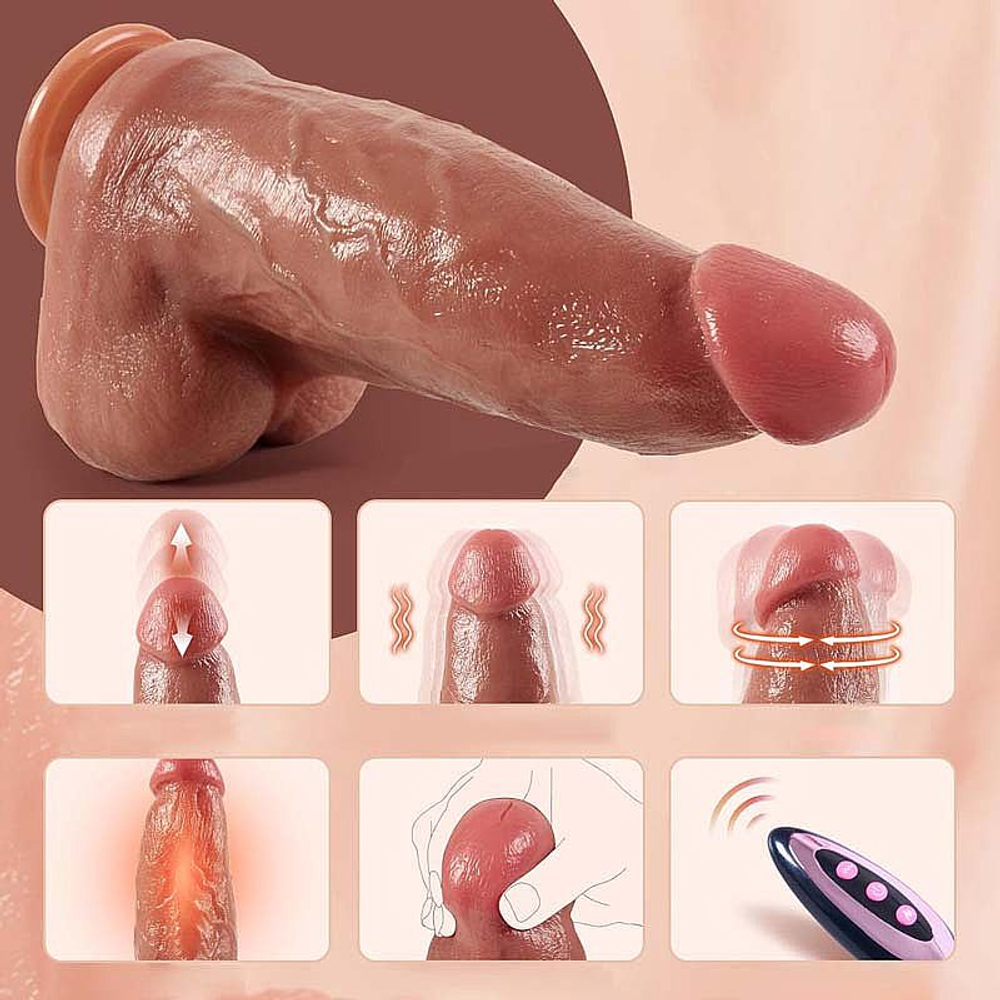 Pênis Realístico Em Silicone Líquido Com Vai E Vem Aquecimento 24,0 X 6,8 Cm Si Vibe Toys