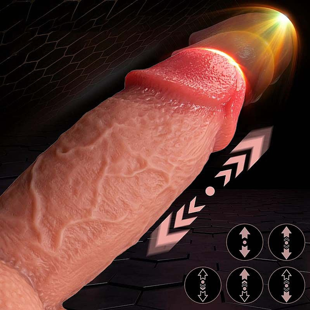 Pênis Realístico Em Silicone Líquido Com Vai E Vem Rotativo E Aquecimento 22,0 X 5,0 Cm Si Vibe Toys