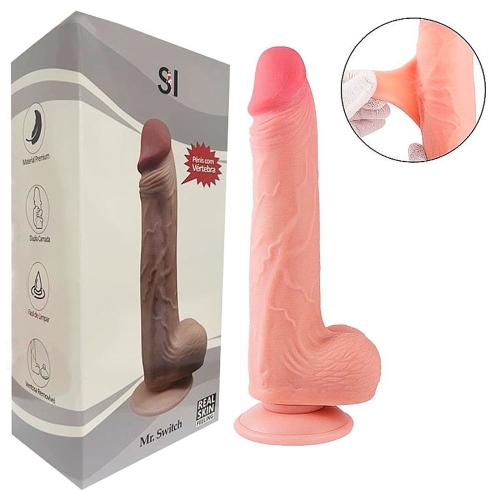 Pênis Super Realístico Dupla Camada Ventosa Removível 23,0 X 3,8 Cm Si Vibe Toys