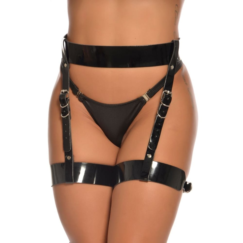 Harness Vicky Leg Garter Em Vinil Dominatrixx