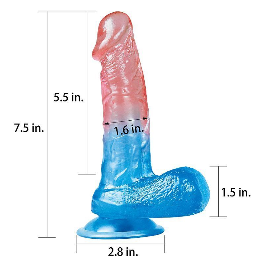 Prótese Ralística Com Escroto E Ventosa Duo Color 7.5 Lovetoy