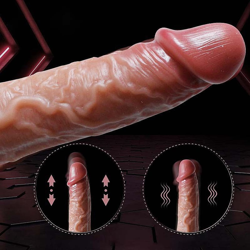 Pênis Realístico Em Silicone Líquido Com Vai E Vem Rotativo E Aquecimento 21,5 X 4,0 Si