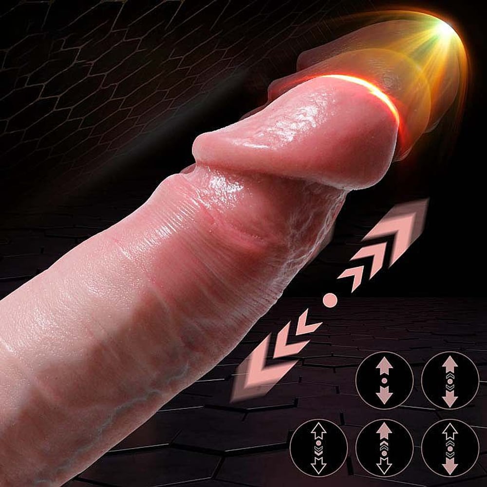 Pênis Realístico Em Silicone Líquido Com Vai E Vem Rotativo E Aquecimento 21,5 X 4,2 Si
