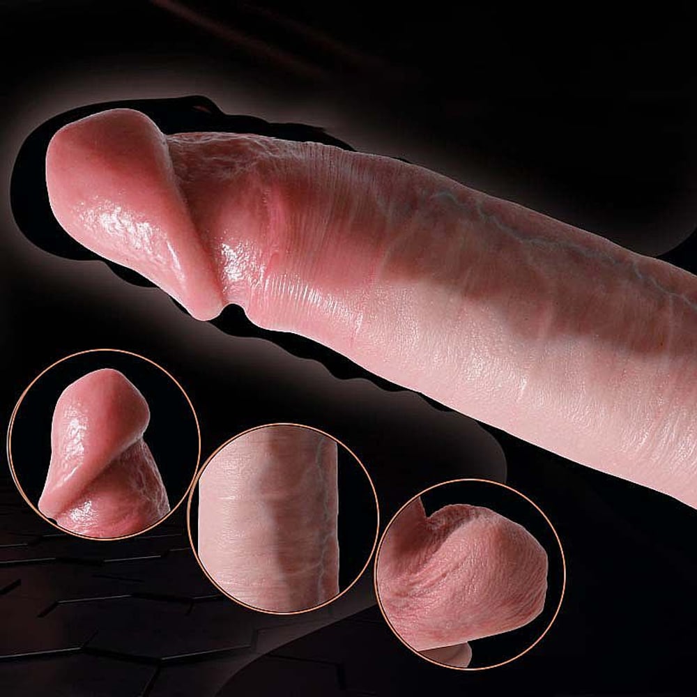 Pênis Realístico Em Silicone Líquido Com Vai E Vem Rotativo E Aquecimento 21,5 X 4,2 Si