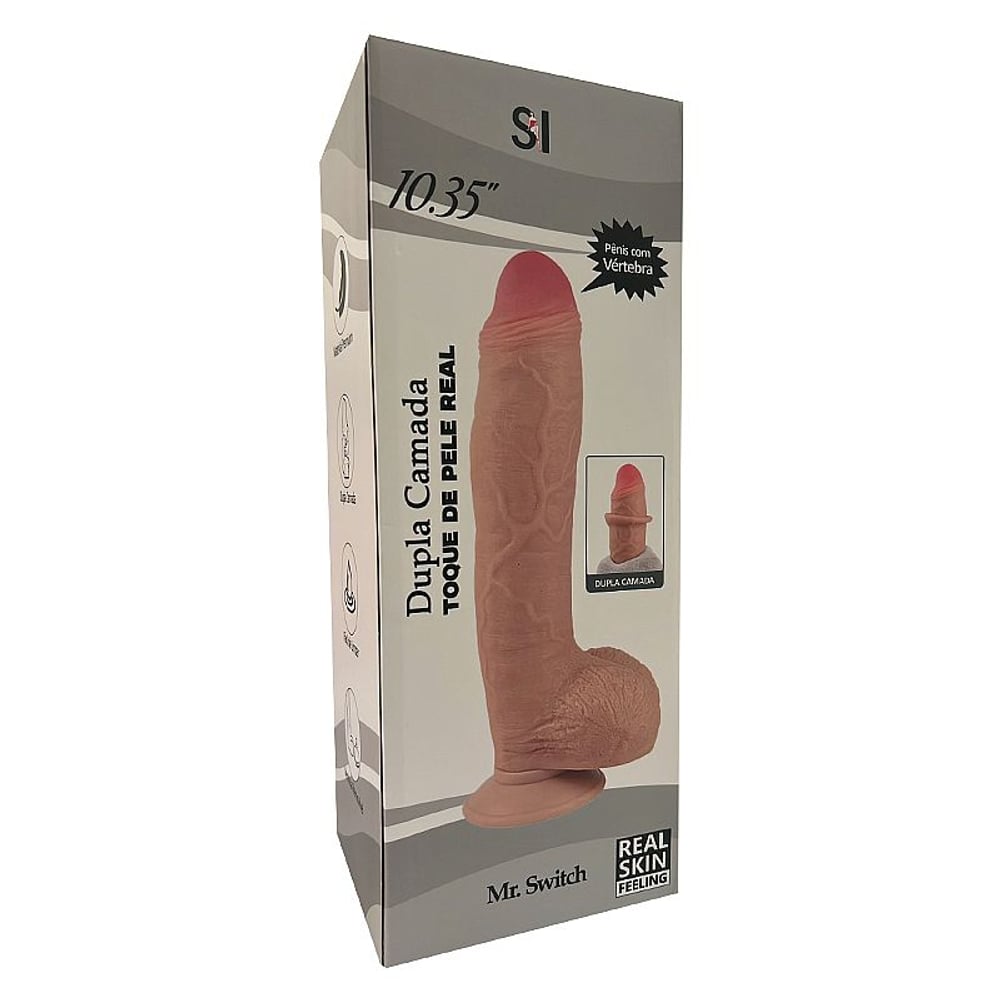 Pênis Super Realístico Dupla Camada Vertebra E Ventosa 26,3 X 5,9 Cm Si Vibe Toys