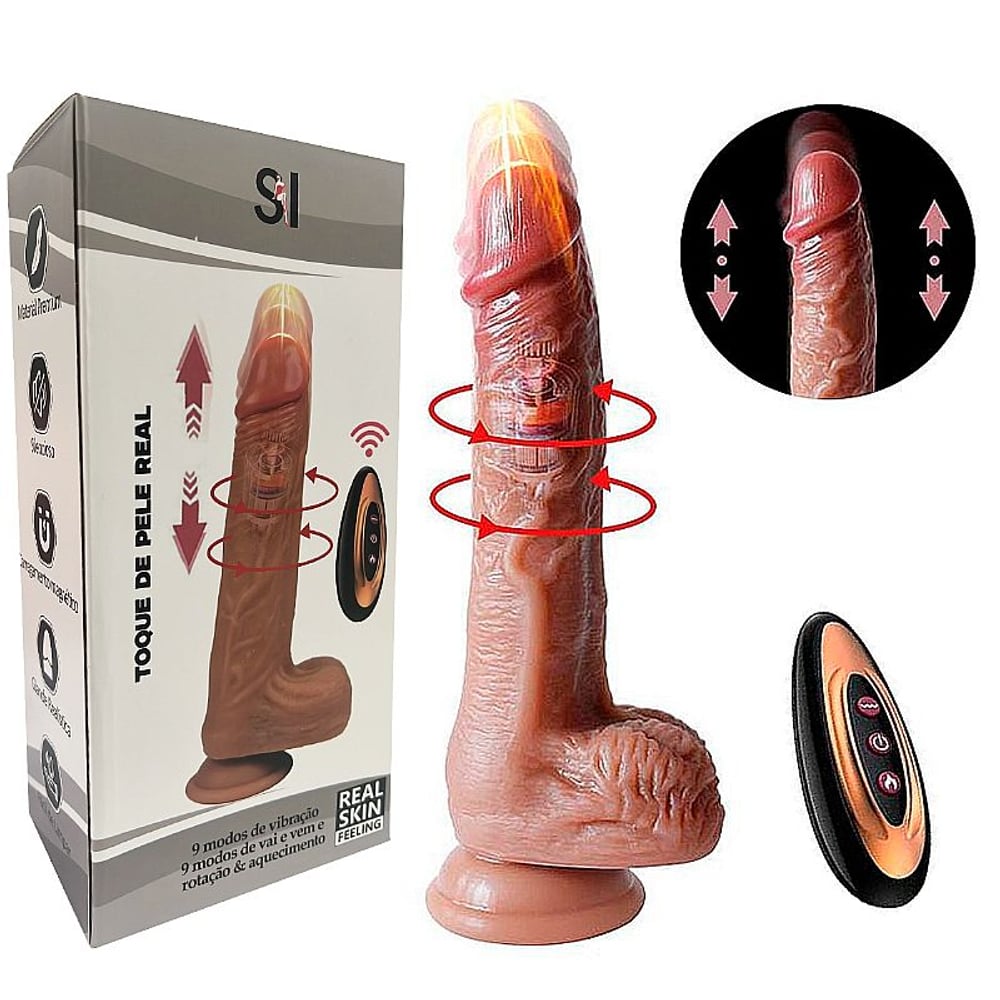 Pênis Realístico Em Silicone Líquido Com Vai E Vem Rotativo E Aquecimento 22 X 4 Cm Si Vibe Toys