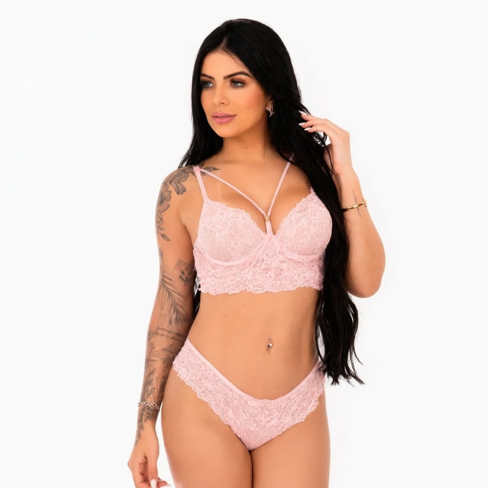 Conjunto Strappy Paula Com Renda Patitex