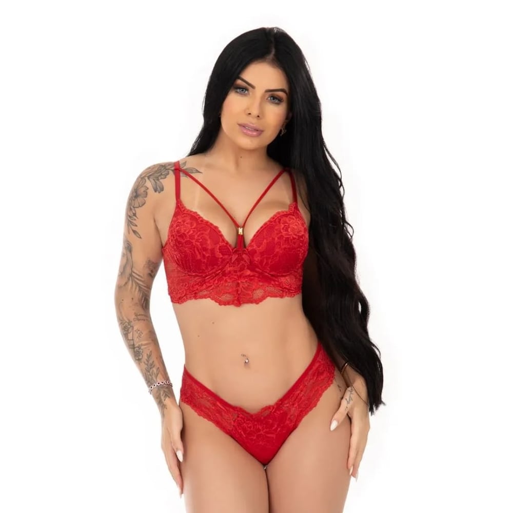 Conjunto Strappy Paula Com Renda Patitex