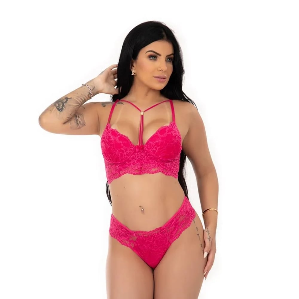 Conjunto Strappy Paula Com Renda Patitex