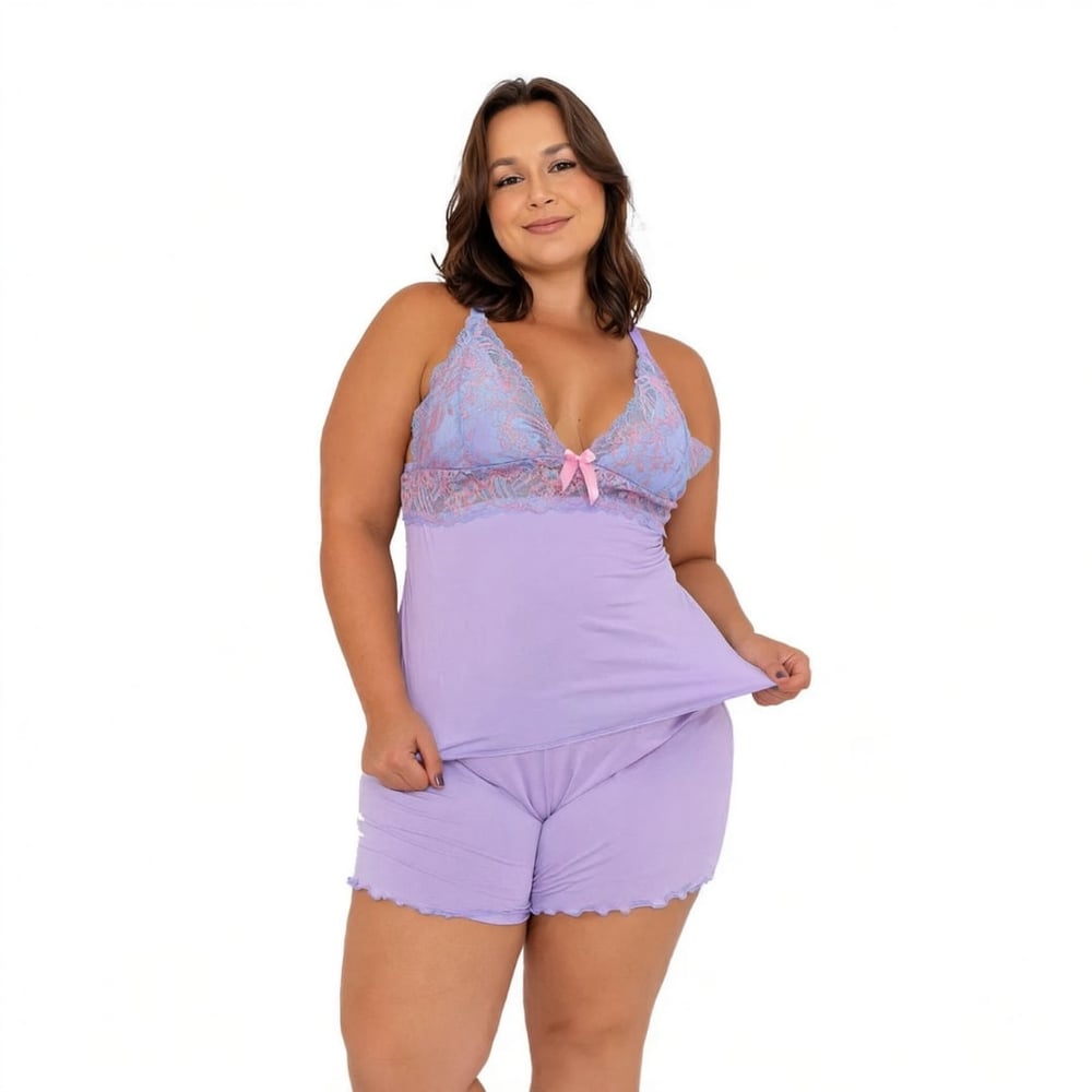 Baby Doll Plus Size Bicolor Rendado Patitex