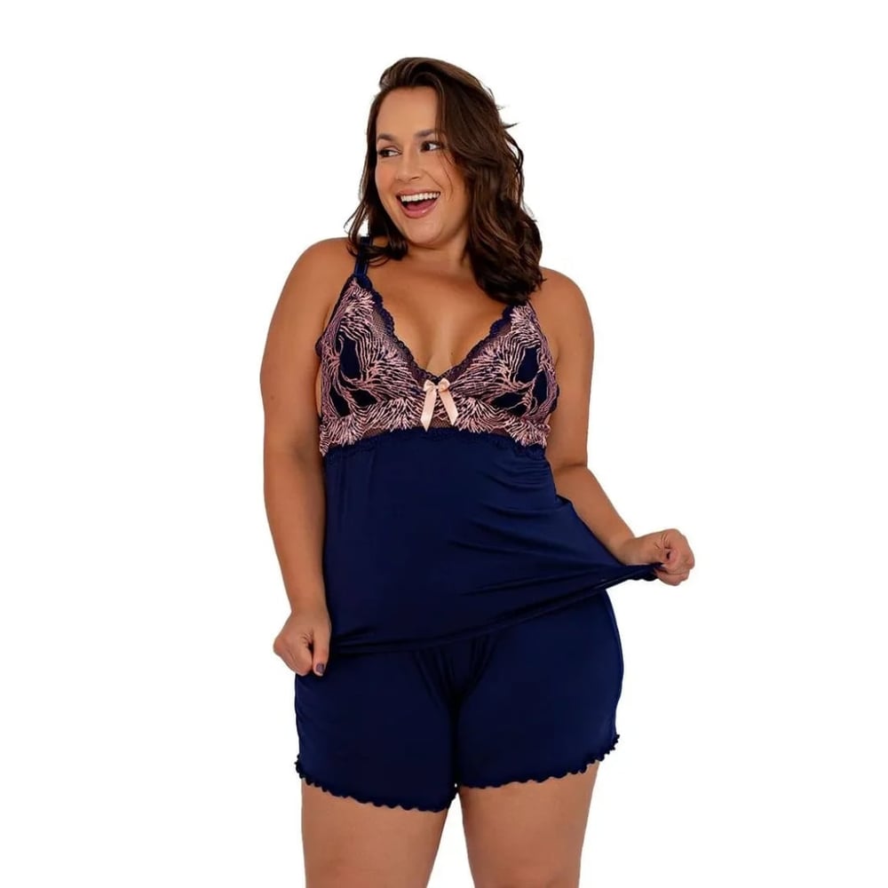 Baby Doll Plus Size Bicolor Rendado Patitex