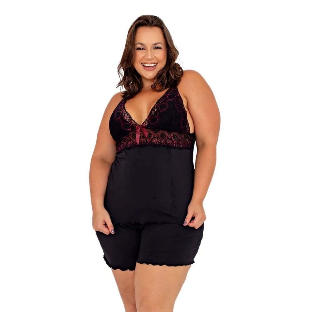 Baby Doll Plus Size Bicolor Rendado Patitex