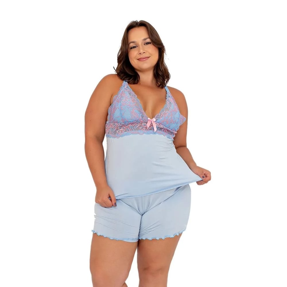 Baby Doll Plus Size Bicolor Rendado Patitex