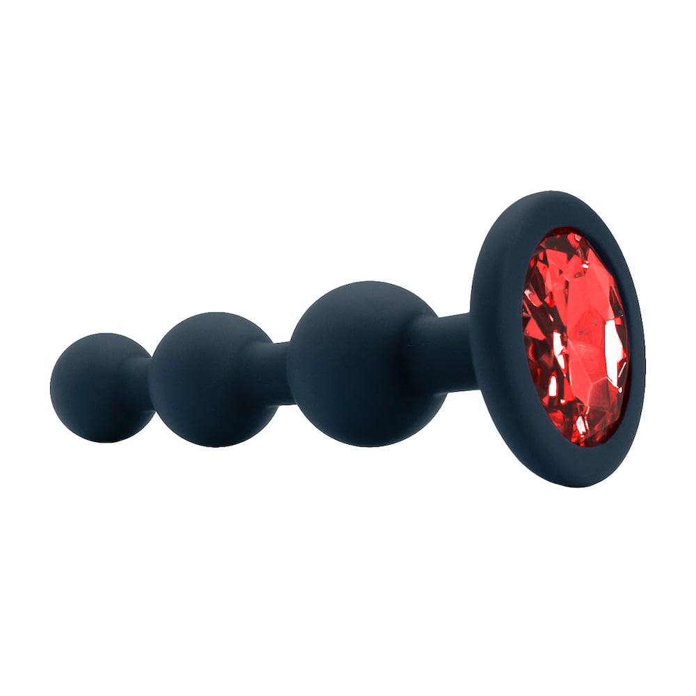 Plug Anal de Silicone Escalonado em Forma de Esferas com Joia
