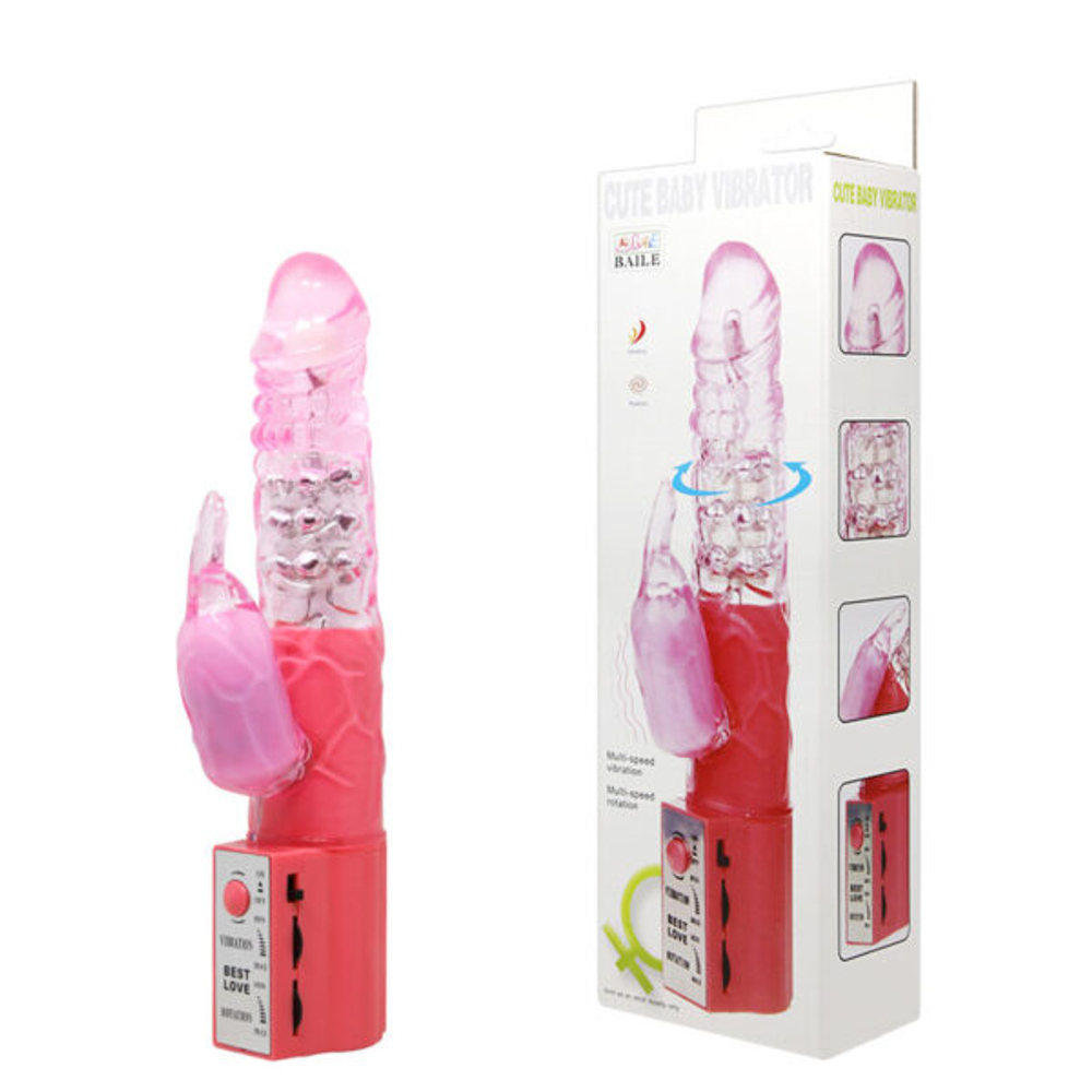 VIBRADOR ROTATIVO Rotativo com Estimulador Clitoriano Vibratório – CUTE BABY VIBRATOR – BW-004101 3R