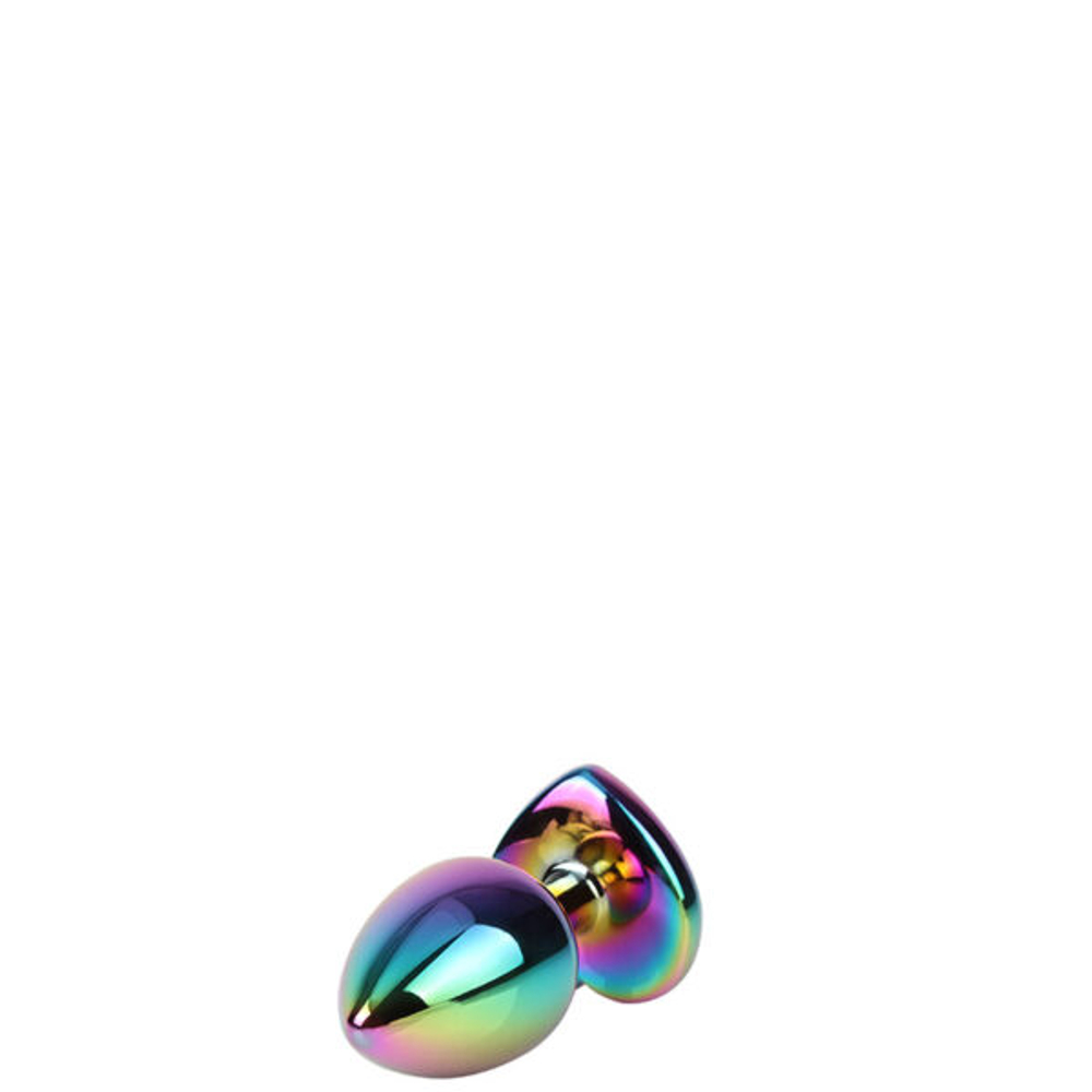 PLUG Anal Pequeno em Metal Furta-cor Base Formato Coração – CHISA MATRIX MONT RAINBOW HEART GEM PLUG S – AP-099L 3R