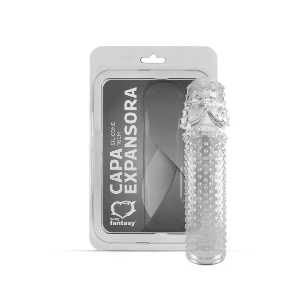 CAPA PENIANA EXPANSORA EM SILICONE INCOLOR - 16 CM