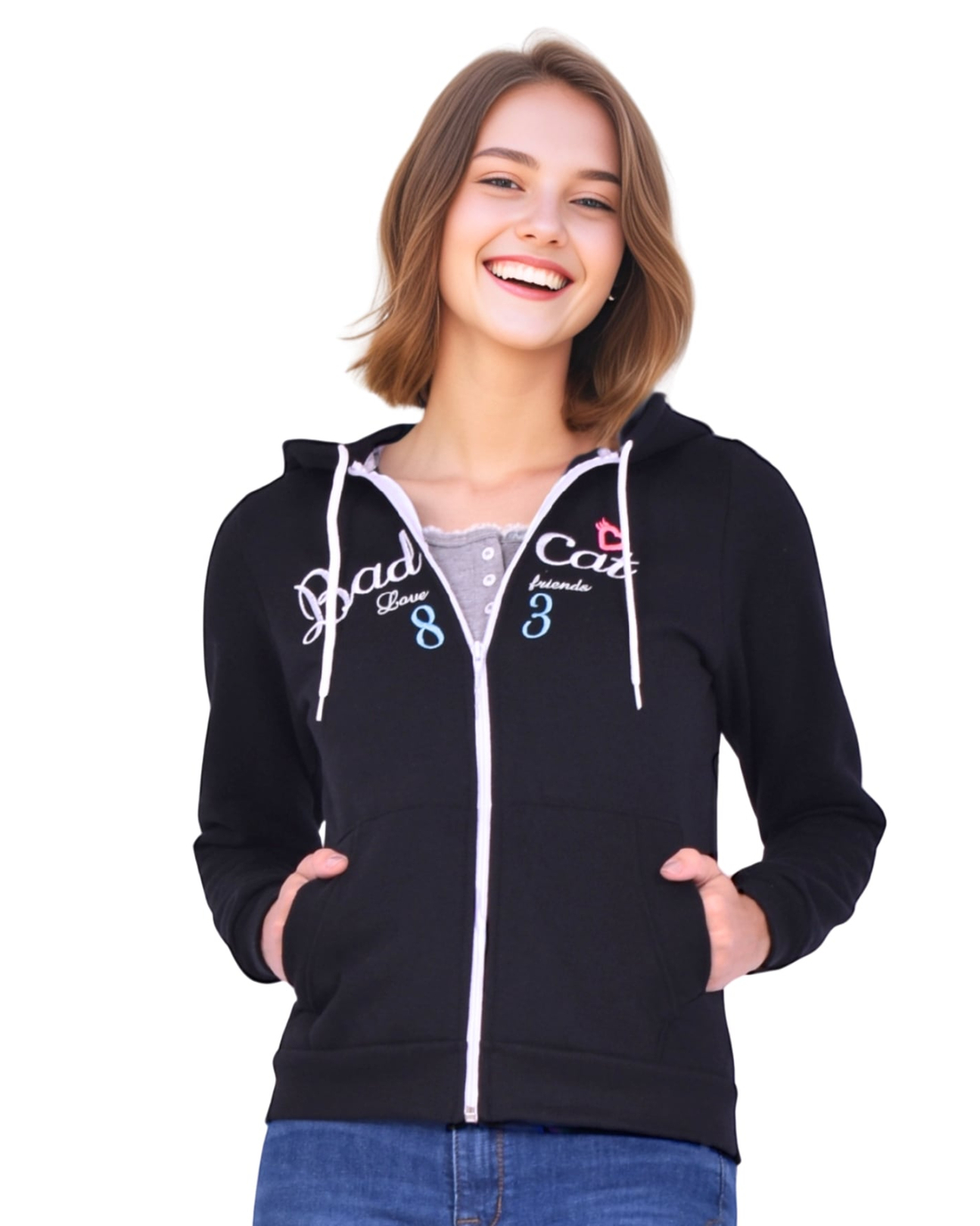 Moletom Feminino Casaco Moletom Bts Casaco Bts Branco Moletom Bts Azul - Main Image