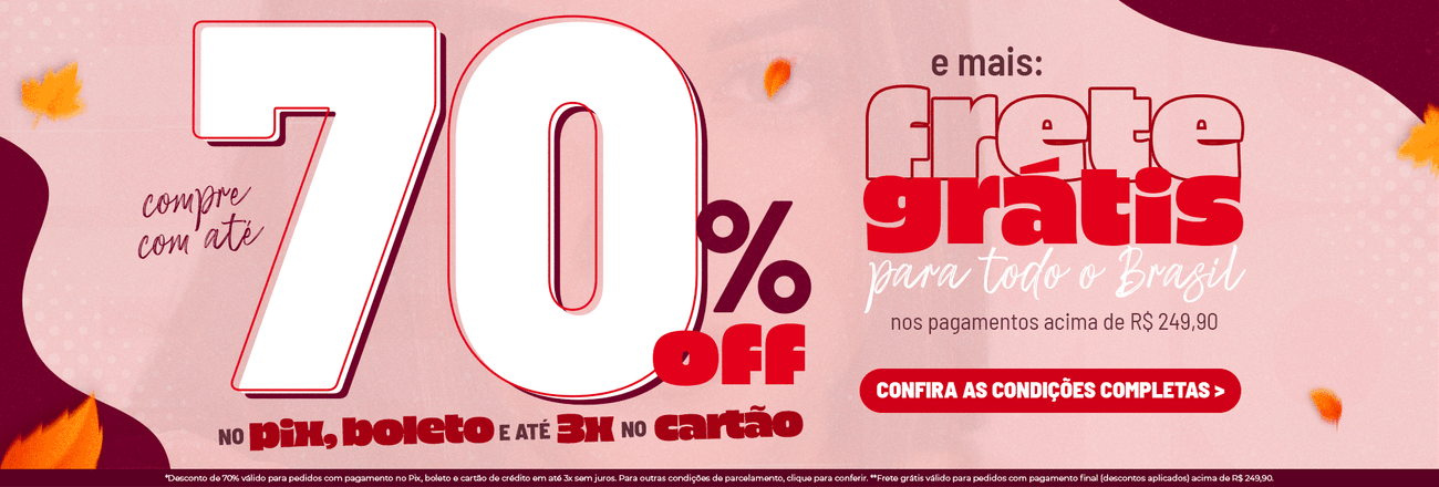 70% OFF Pix, boleto e cartão até 3x