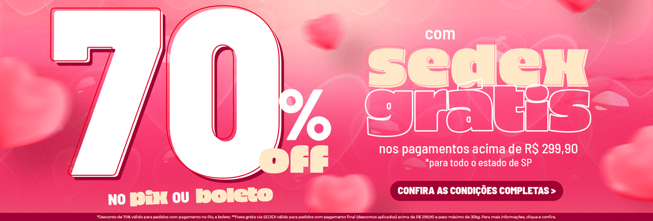 70% OFF pix e boleto + Sedex R$ 299