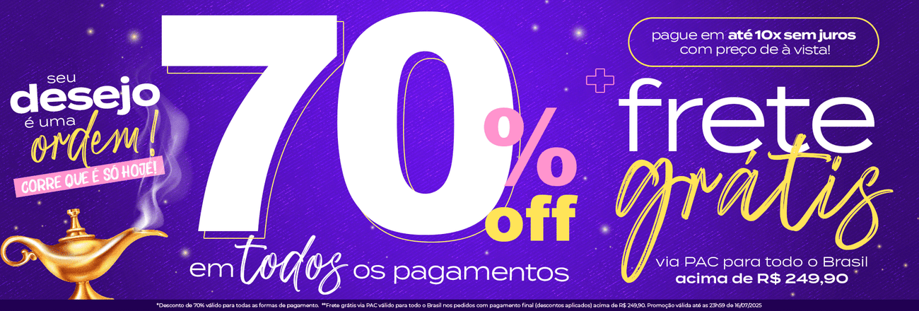 70% OFF em todos os pagamentos + PAC R$ 249,90