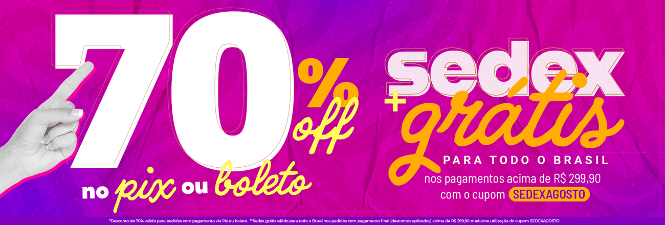 70% OFF pix ou boleto + Sedex 299,90