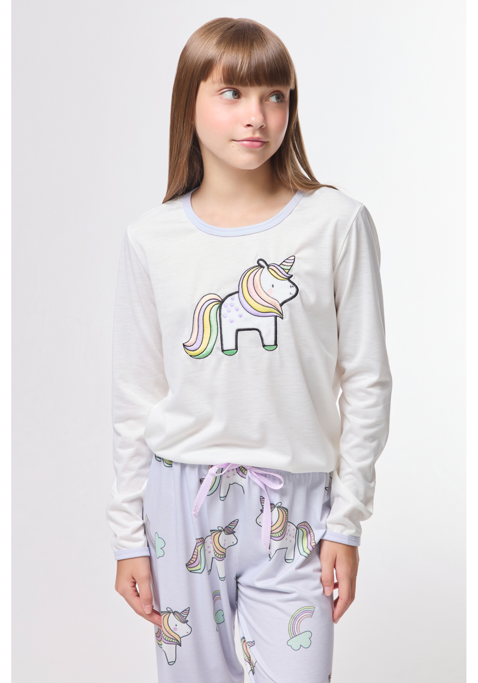 Pijama Infantil Feminino Inverno Unicórnio