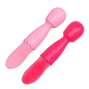 Vibrador Varinha Mágica Double End Com Língua Estimuladora 10 Modos De Vibração